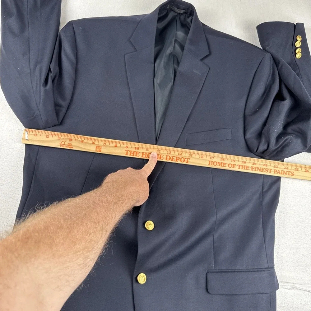Lauren Ralph Lauren Mens Black Blazer 46L  Gold Buttons Wool Classic Office